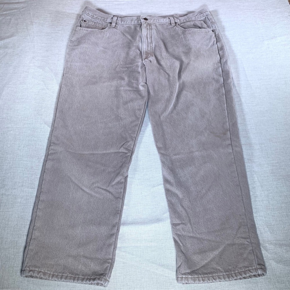 LL Bean Classic Fit Canvas Pants Lined Khaki Beige Men's Size 42x29 See Pics - Picture 2 of 12